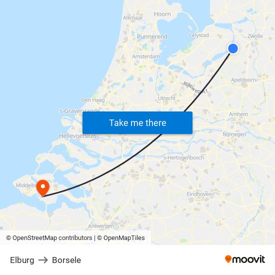 Elburg to Borsele map