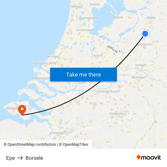 Epe to Borsele map