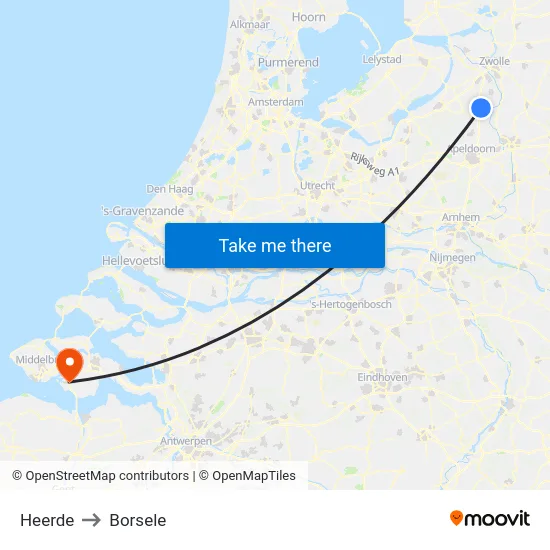Heerde to Borsele map