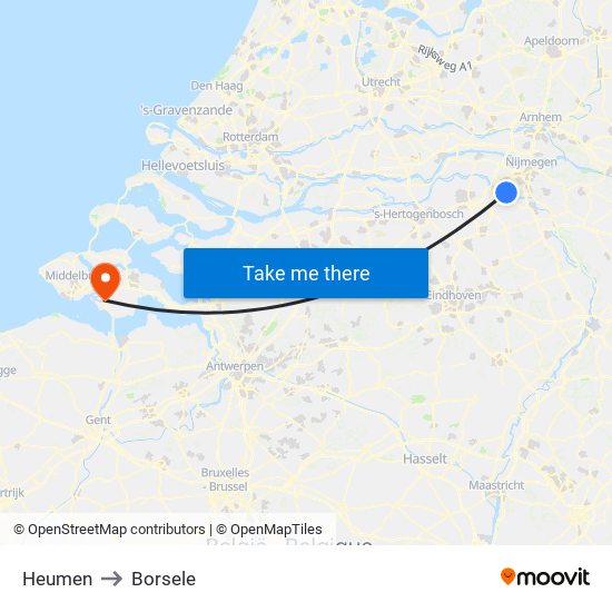 Heumen to Borsele map