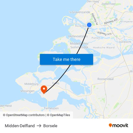 Midden-Delfland to Borsele map