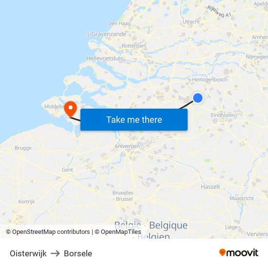 Oisterwijk to Borsele map