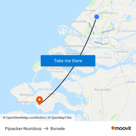 Pijnacker-Nootdorp to Borsele map