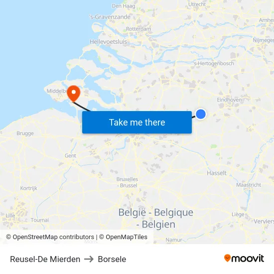 Reusel-De Mierden to Borsele map