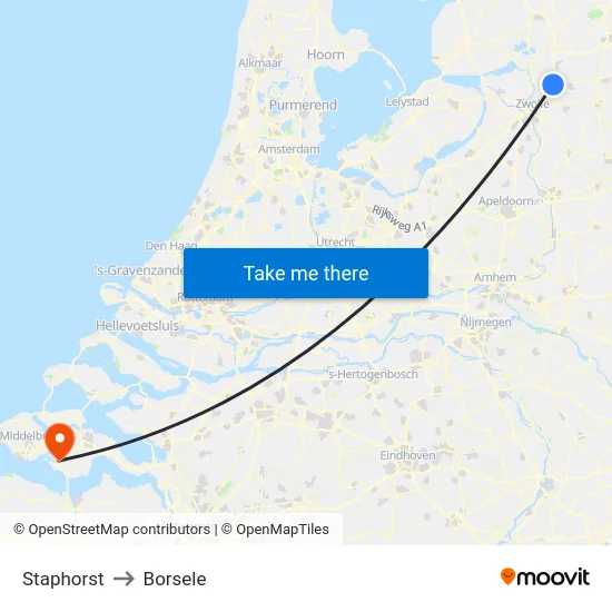 Staphorst to Borsele map