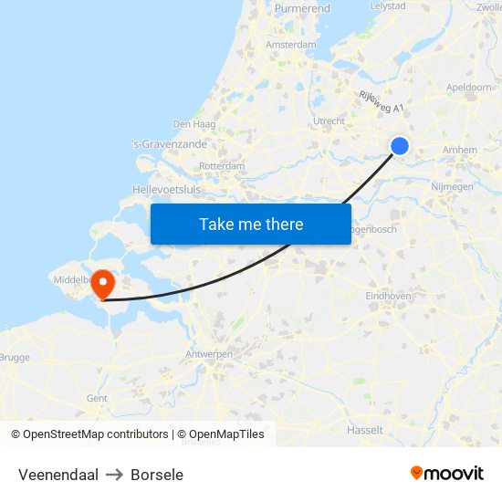 Veenendaal to Borsele map