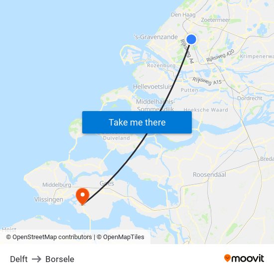 Delft to Borsele map