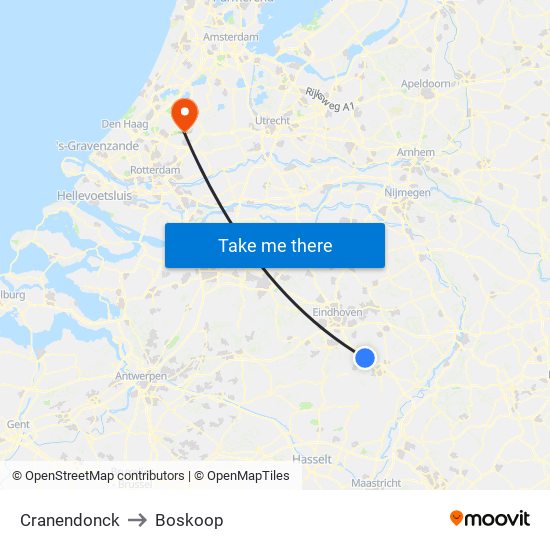 Cranendonck to Boskoop map