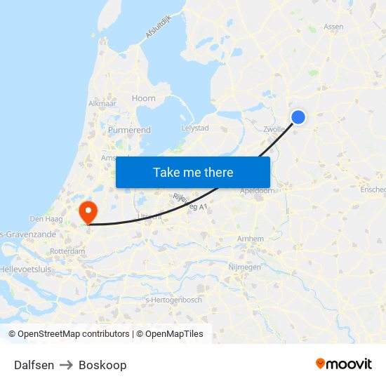 Dalfsen to Boskoop map