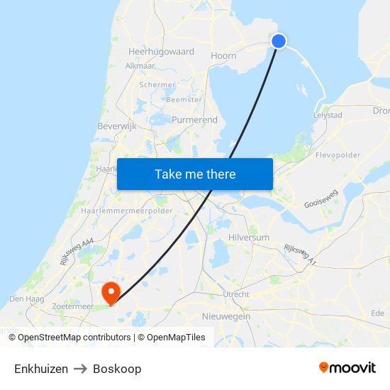 Enkhuizen to Boskoop map