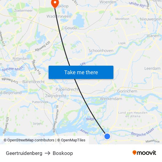 Geertruidenberg to Boskoop map