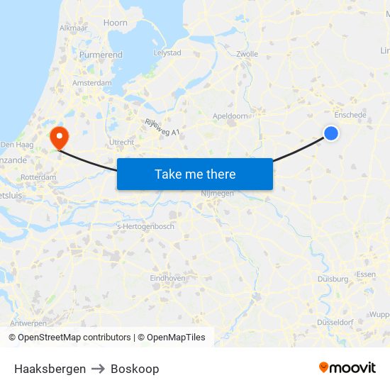 Haaksbergen to Boskoop map