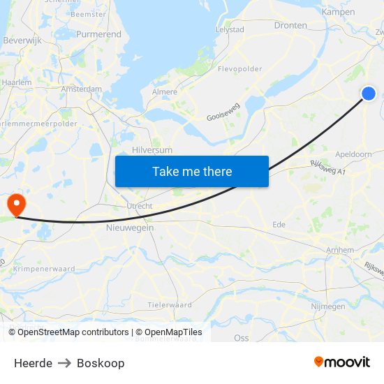 Heerde to Boskoop map