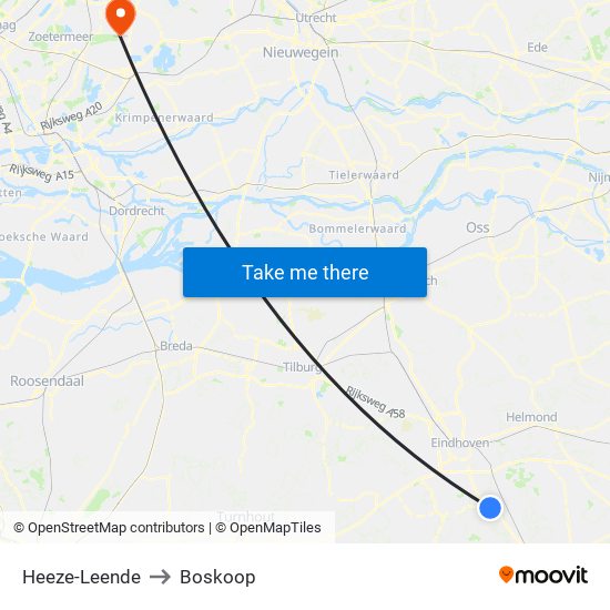 Heeze-Leende to Boskoop map