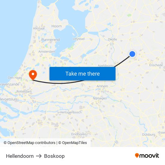 Hellendoorn to Boskoop map