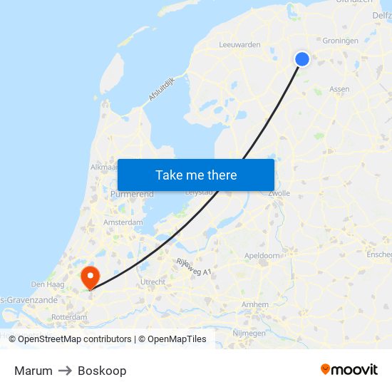 Marum to Boskoop map