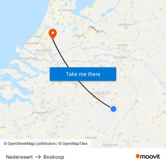 Nederweert to Boskoop map