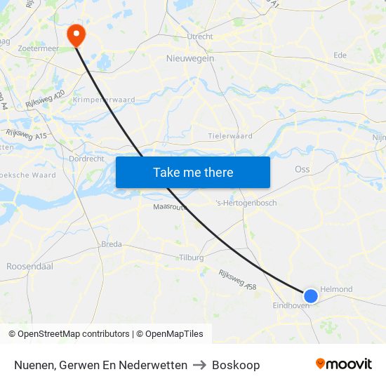 Nuenen, Gerwen En Nederwetten to Boskoop map