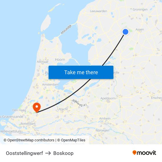 Ooststellingwerf to Boskoop map