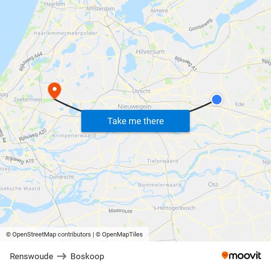 Renswoude to Boskoop map