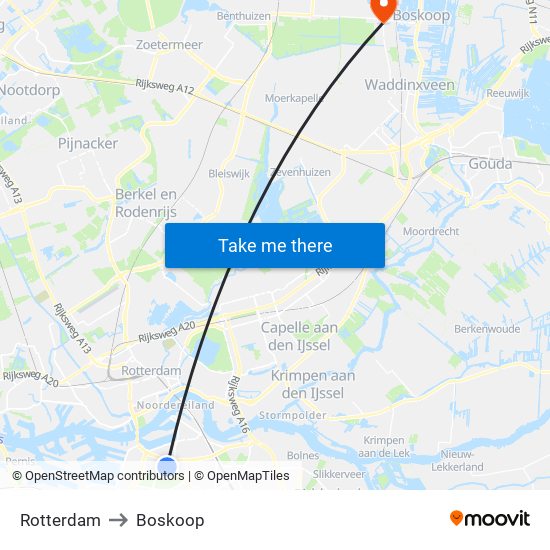 Rotterdam to Boskoop map