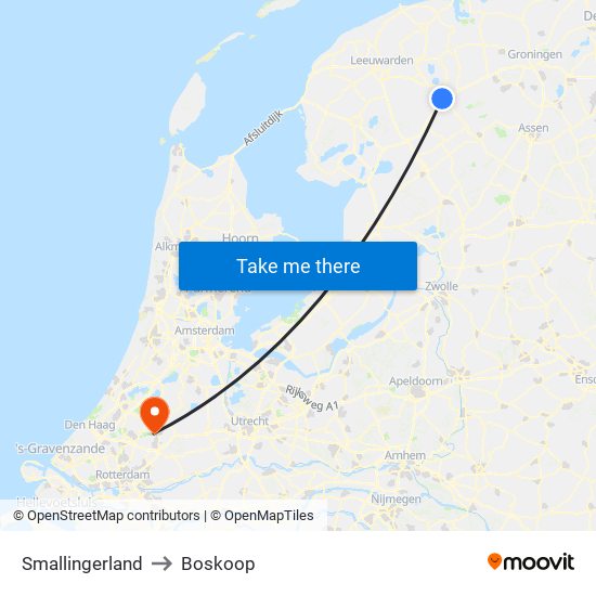 Smallingerland to Boskoop map