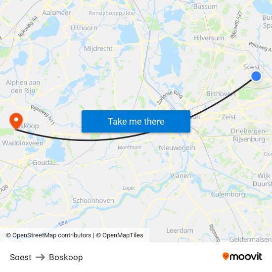 Soest to Boskoop map