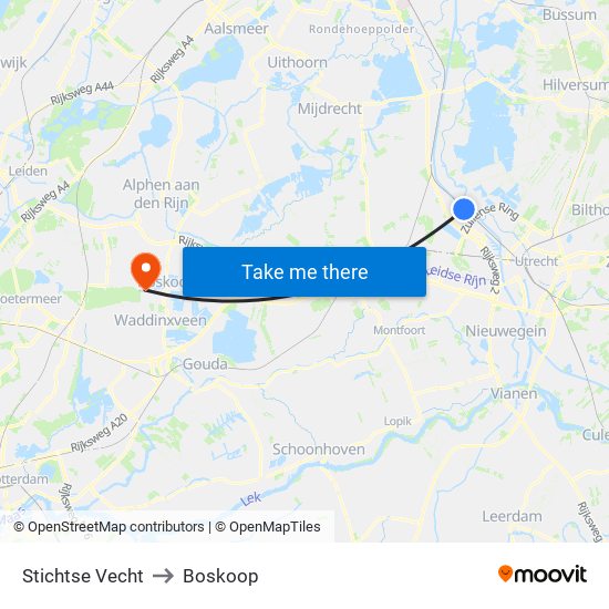 Stichtse Vecht to Boskoop map