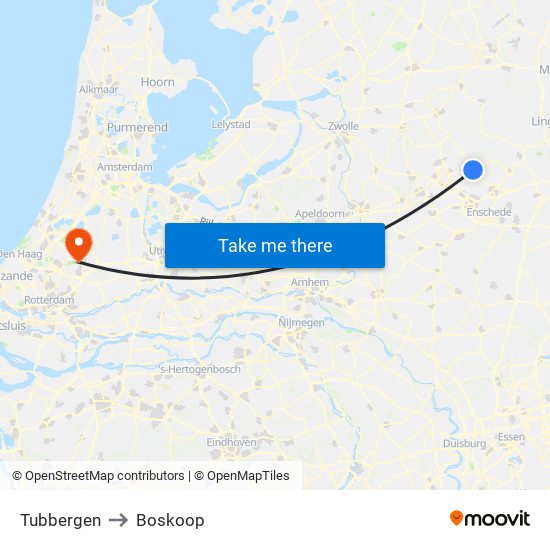 Tubbergen to Boskoop map