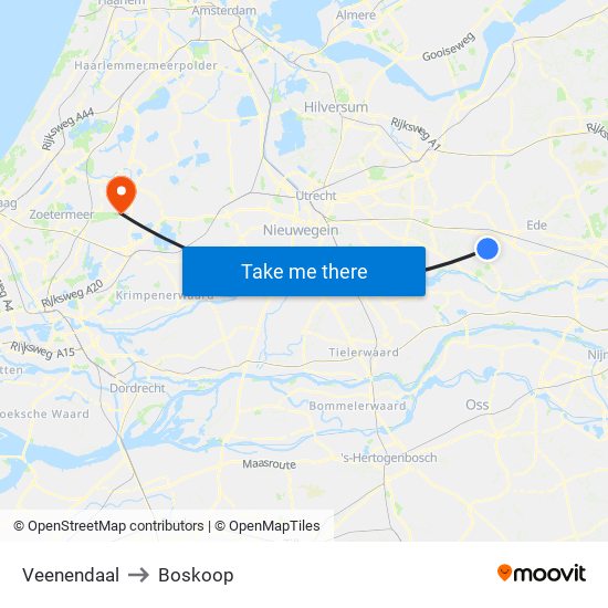 Veenendaal to Boskoop map