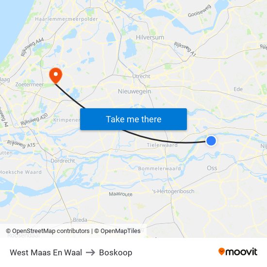 West Maas En Waal to Boskoop map