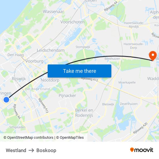 Westland to Boskoop map