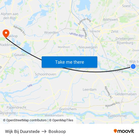 Wijk Bij Duurstede to Boskoop map