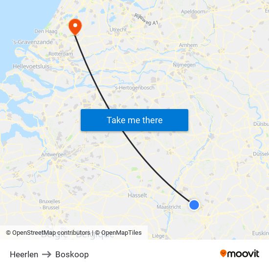 Heerlen to Boskoop map