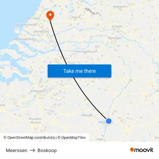 Meerssen to Boskoop map