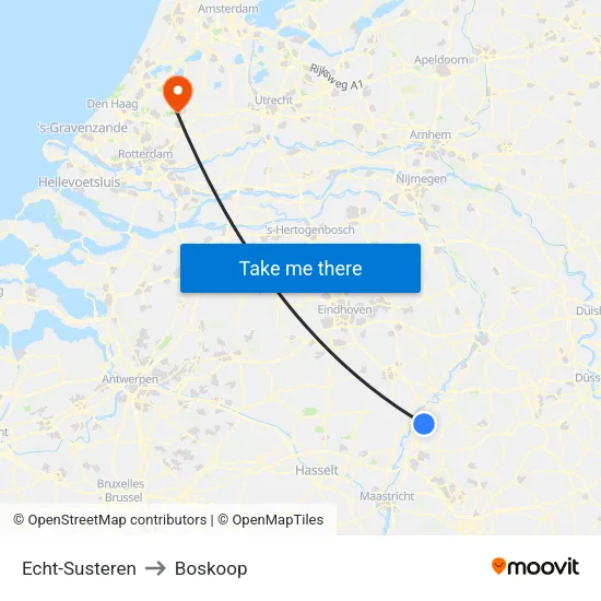 Echt-Susteren to Boskoop map