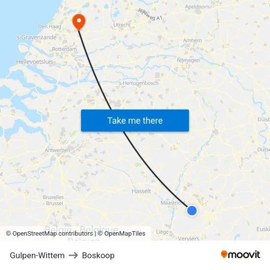 Gulpen-Wittem to Boskoop map