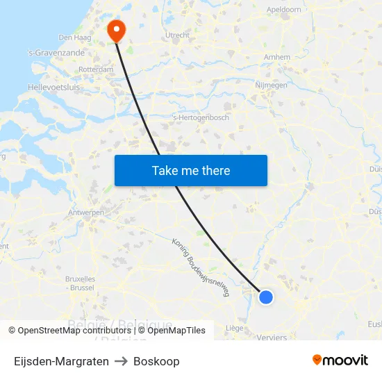 Eijsden-Margraten to Boskoop map
