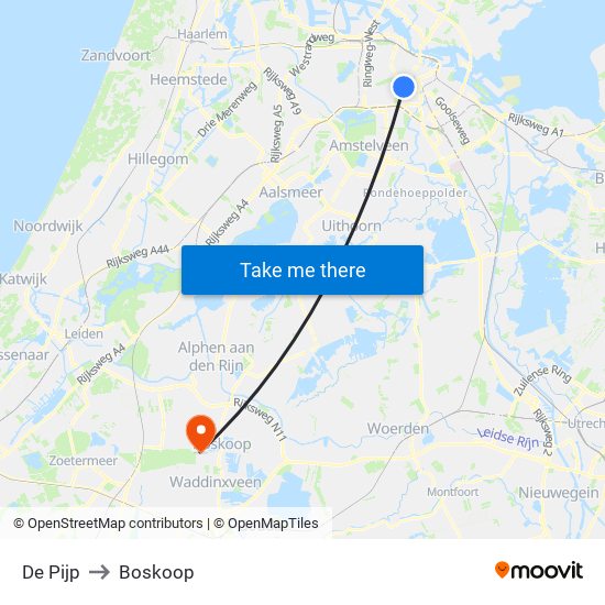De Pijp to Boskoop map