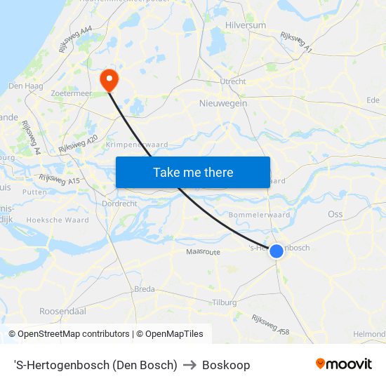 'S-Hertogenbosch (Den Bosch) to Boskoop map