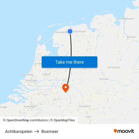 Achtkarspelen to Boxmeer map