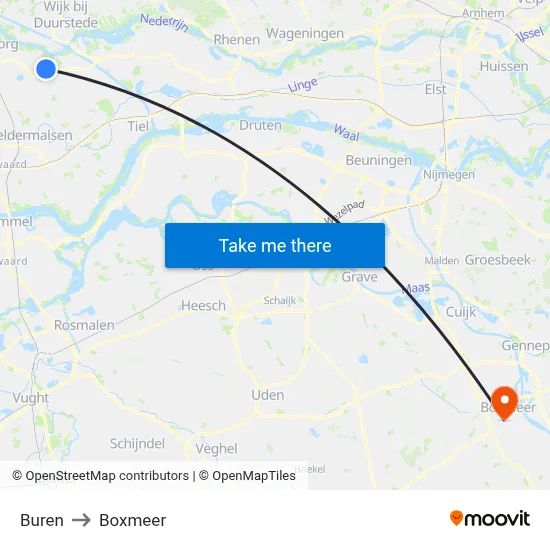 Buren to Boxmeer map