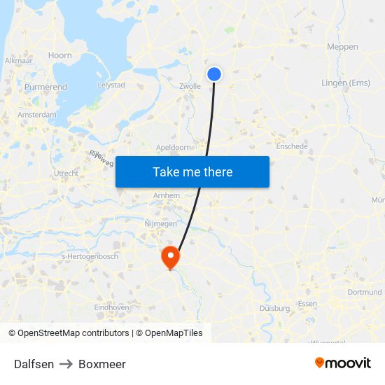 Dalfsen to Boxmeer map