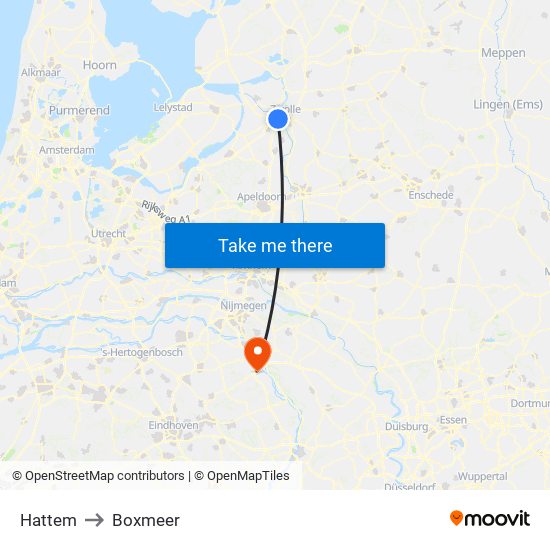 Hattem to Boxmeer map