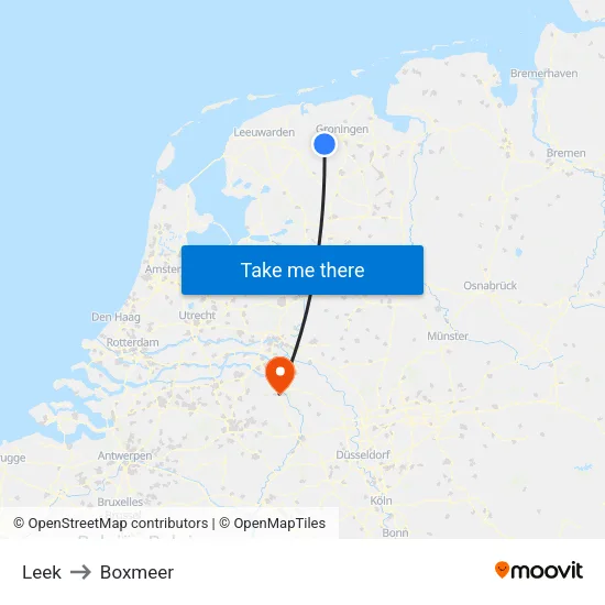 Leek to Boxmeer map