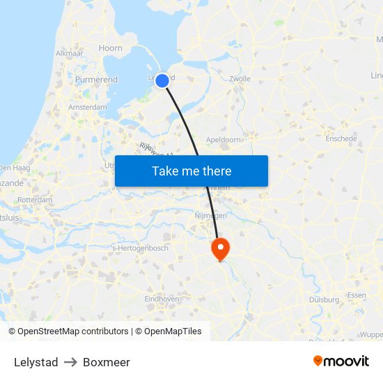 Lelystad to Boxmeer map