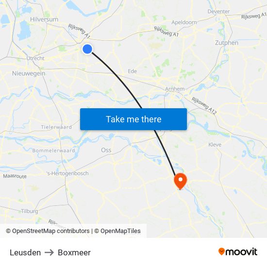 Leusden to Boxmeer map