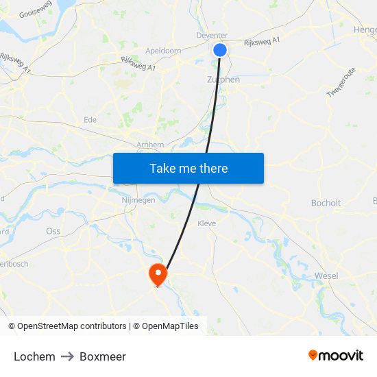 Lochem to Boxmeer map