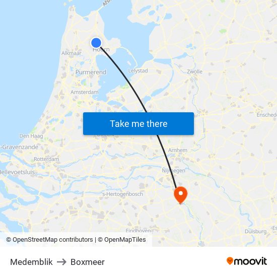 Medemblik to Boxmeer map