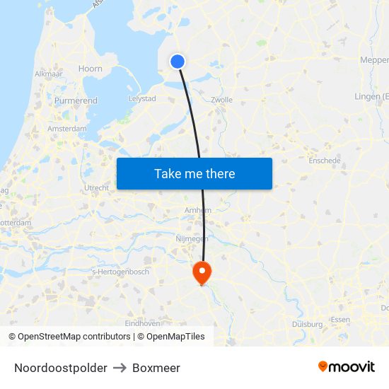 Noordoostpolder to Boxmeer map